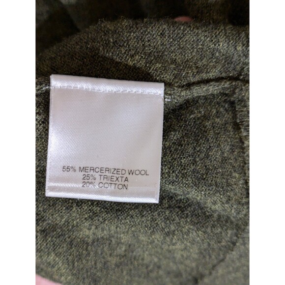 Cremieux Men's Medium Wool Blend Sweater V Neck Leather Elbow Patches green - Picture 4 of 7